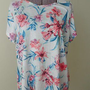 Ideology Casual Swing Top in Tropical Print - Size XXL